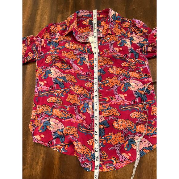 NEW Maeve Anthropologie Women's Darla Printed Button Down Blouse Size 0 - Picture 10 of 11